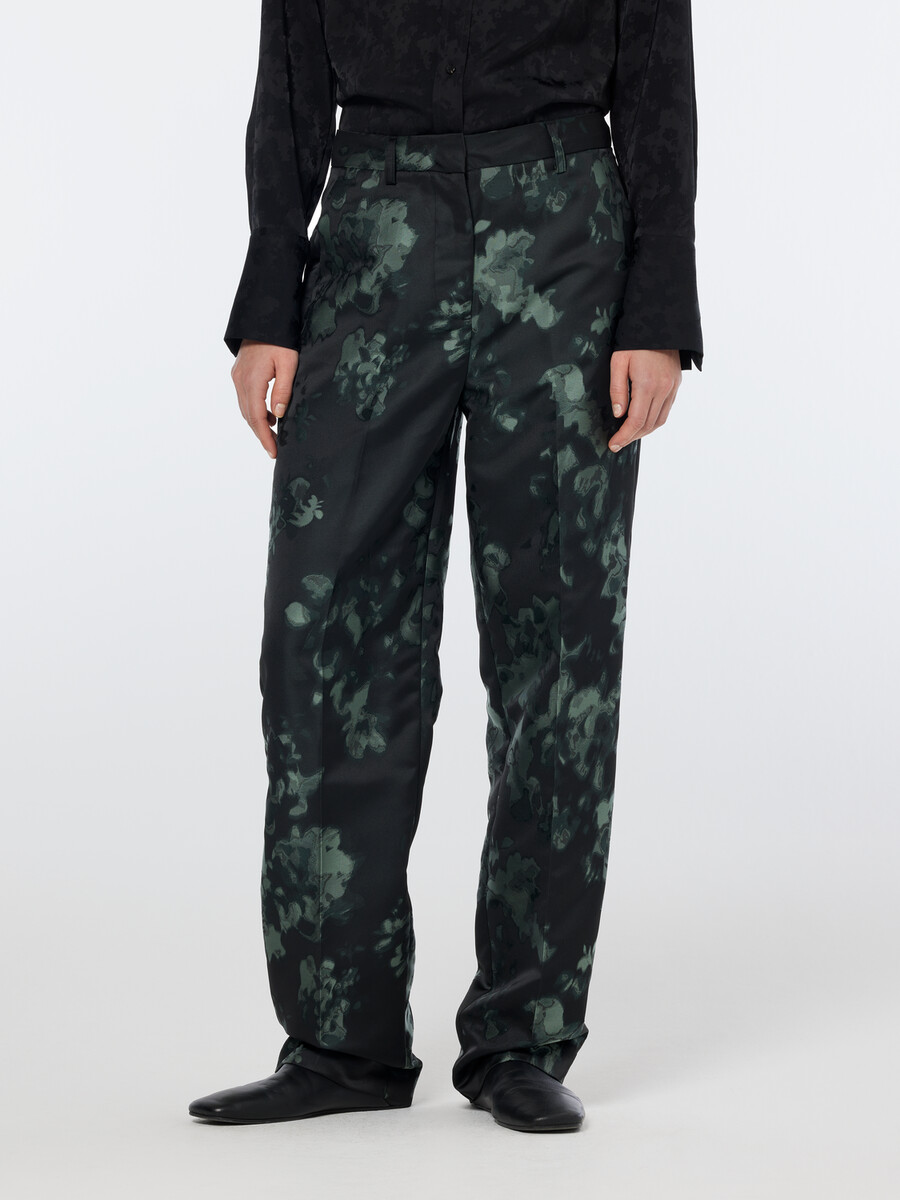 hose mit geradem bein und wellenmuster aus floralem jacquard-muster