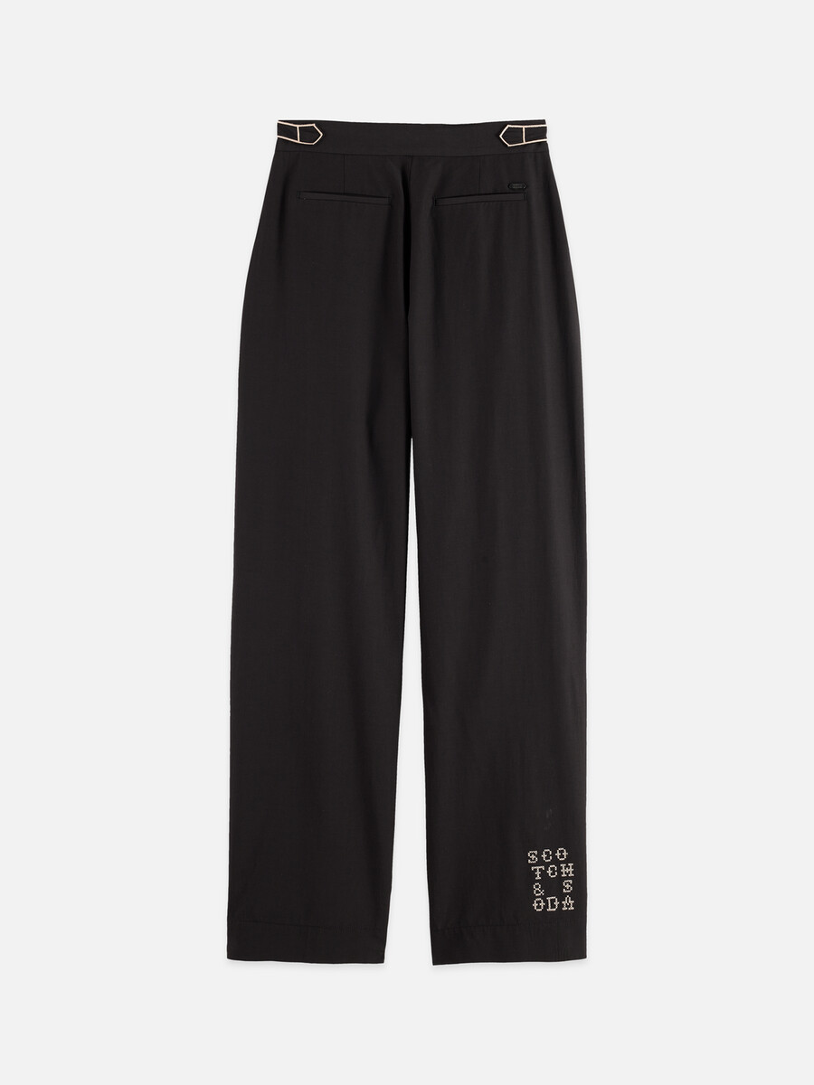 quinn - hose mit mittelhohem bund und weitem bein mit kreuzstich