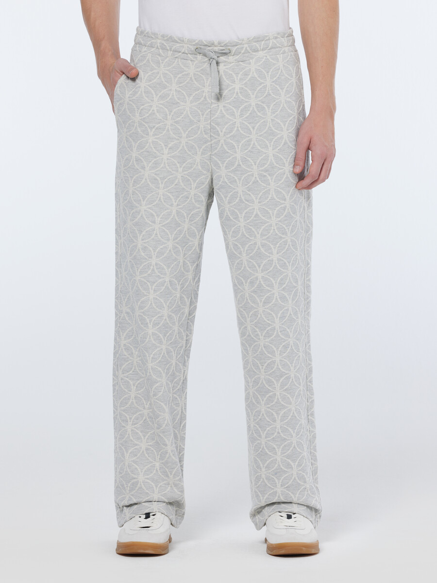 jacquard-frottee-jogginghose mit geradem schnitt