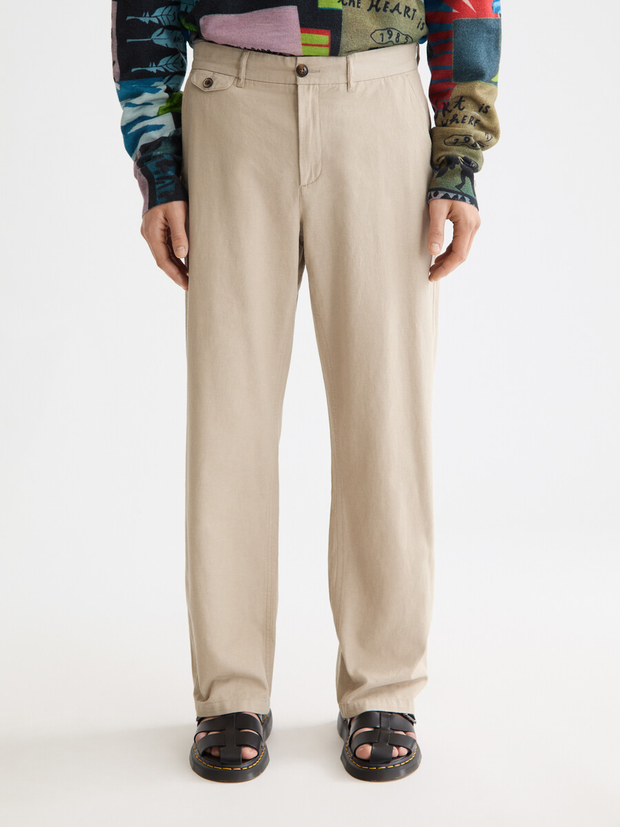 otis – chino mit geradem schnitt aus baumwoll-leinen-twill in entspannter passform