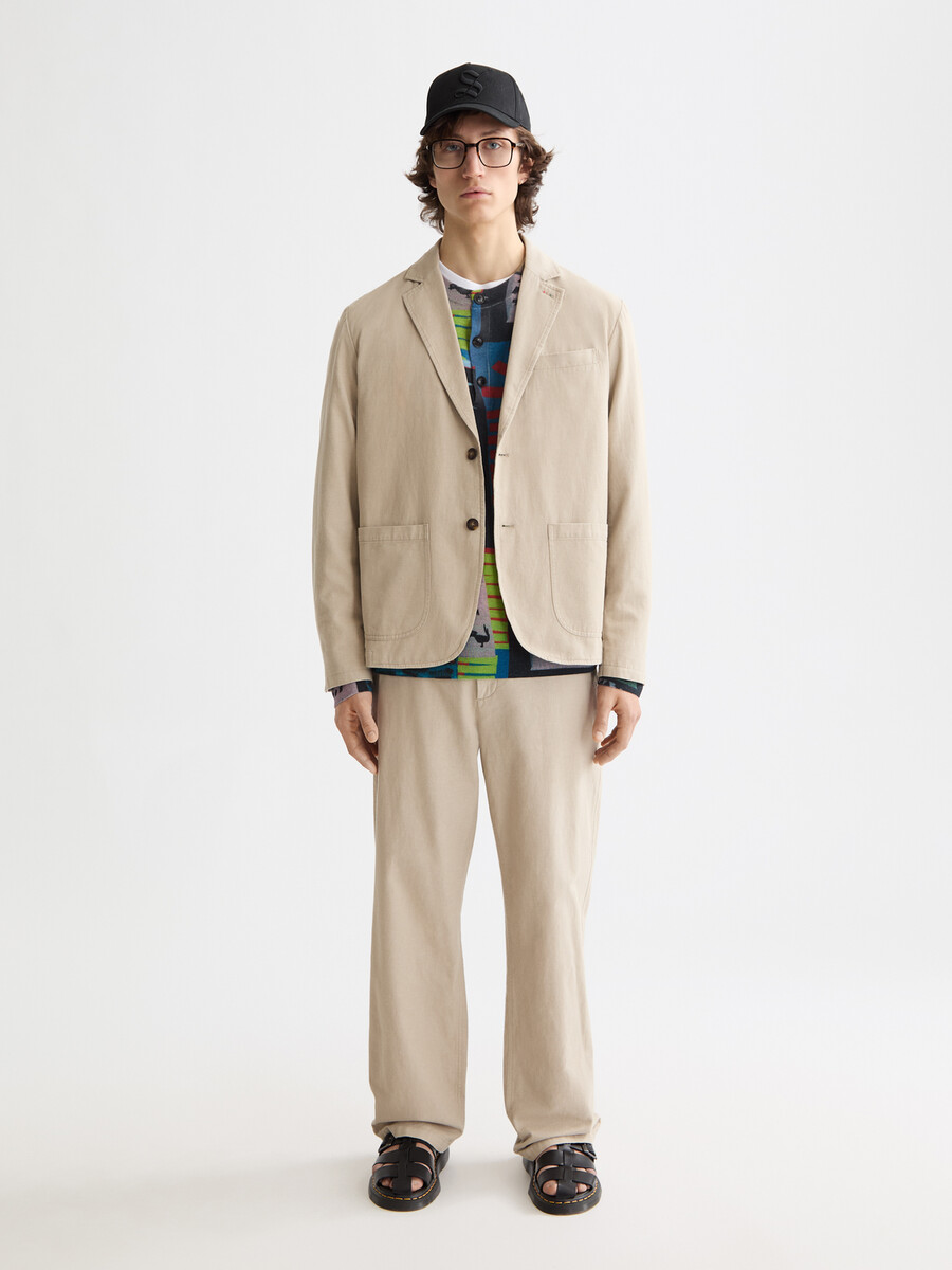 otis – chino mit geradem schnitt aus baumwoll-leinen-twill in entspannter passform