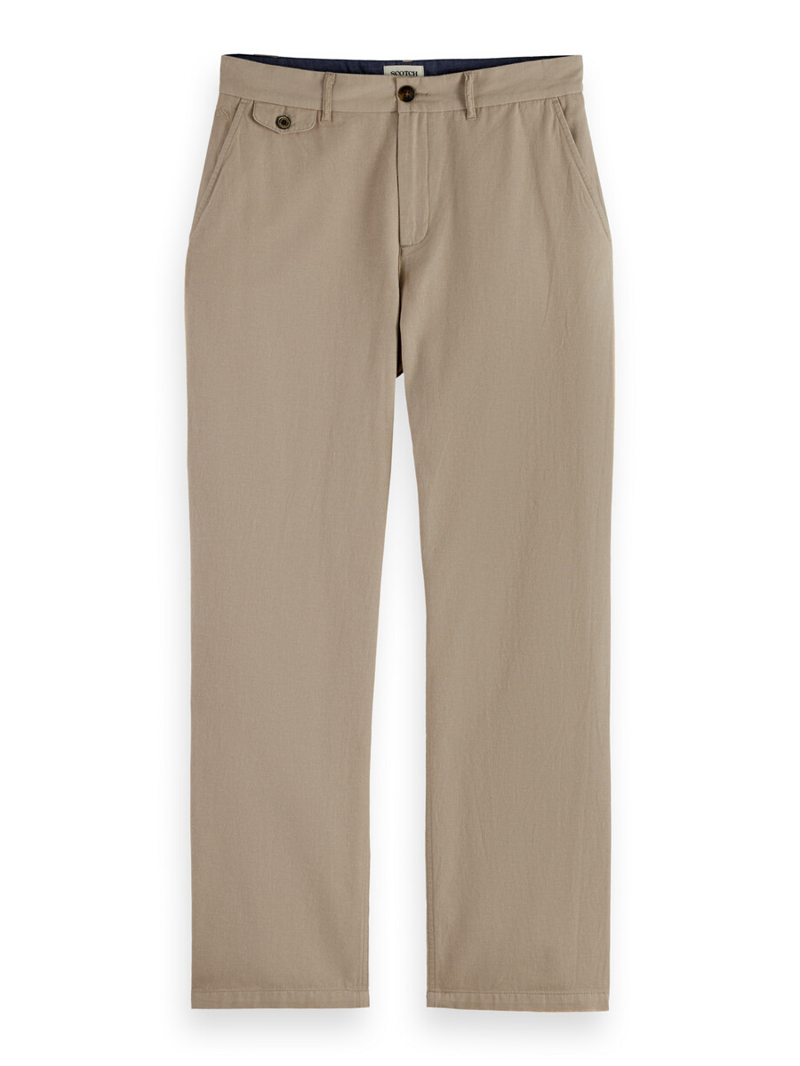 otis – chino mit geradem schnitt aus baumwoll-leinen-twill in entspannter passform