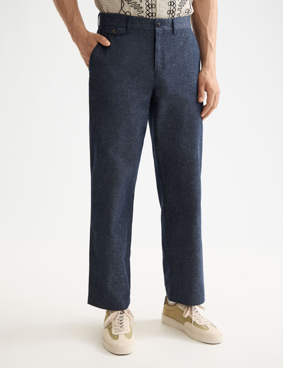 otis – chino aus baumwoll-leinen-twill mit lockerer gerader passform