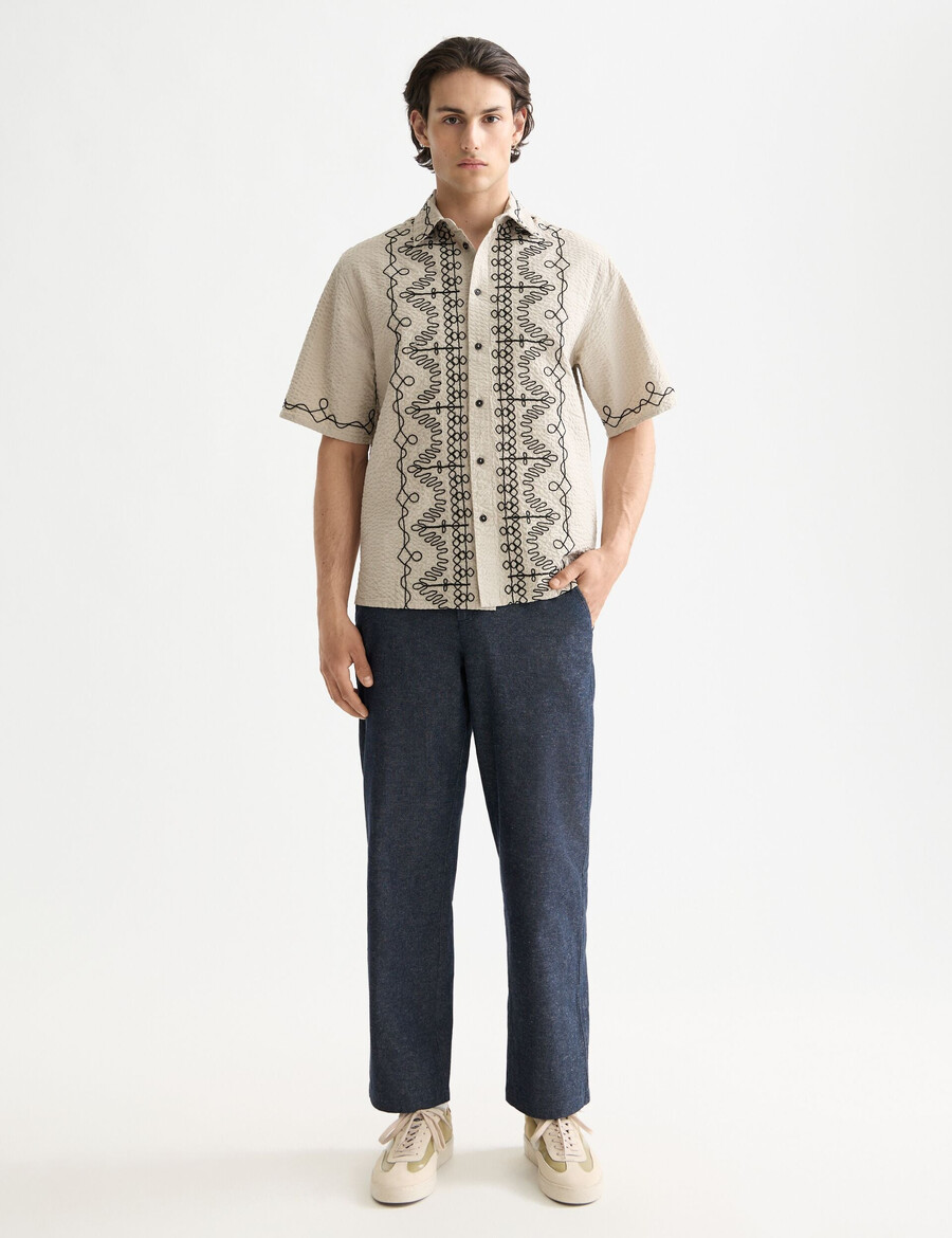 otis – chino aus baumwoll-leinen-twill mit lockerer gerader passform