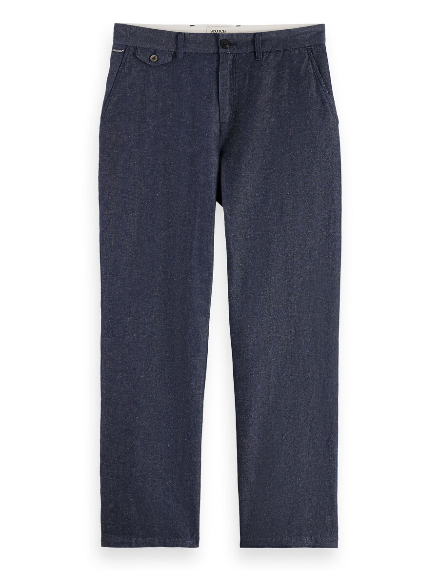 otis – chino aus baumwoll-leinen-twill mit lockerer gerader passform
