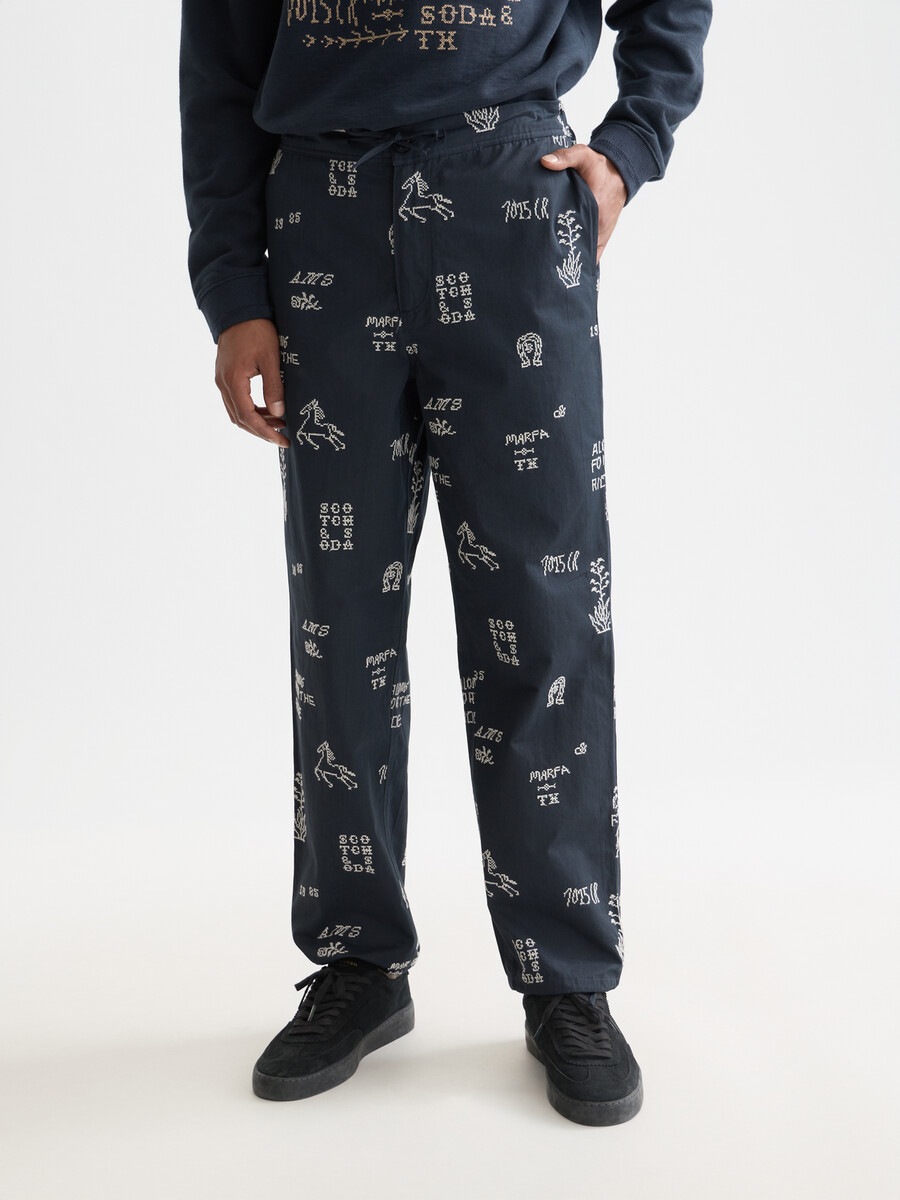 bestickte chino aus baumwollmischgewebe mit geradem schnitt und entspannter passform