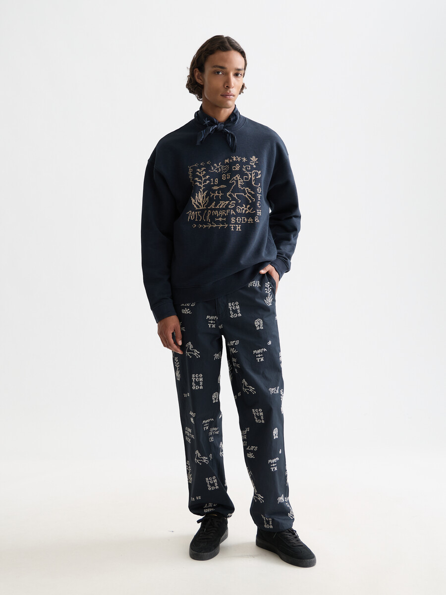 bestickte chino aus baumwollmischgewebe mit geradem schnitt und entspannter passform