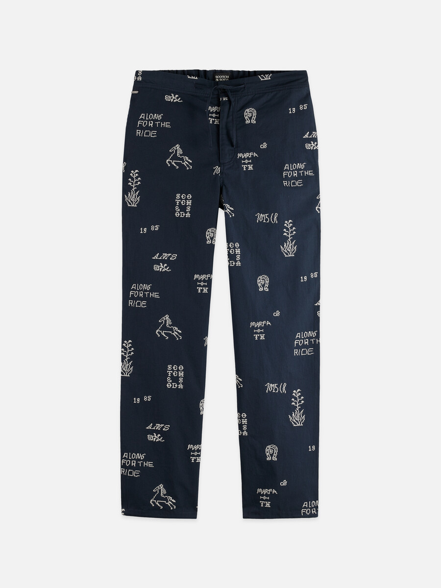 bestickte chino aus baumwollmischgewebe mit geradem schnitt und entspannter passform