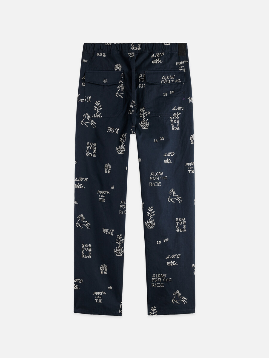 bestickte chino aus baumwollmischgewebe mit geradem schnitt und entspannter passform