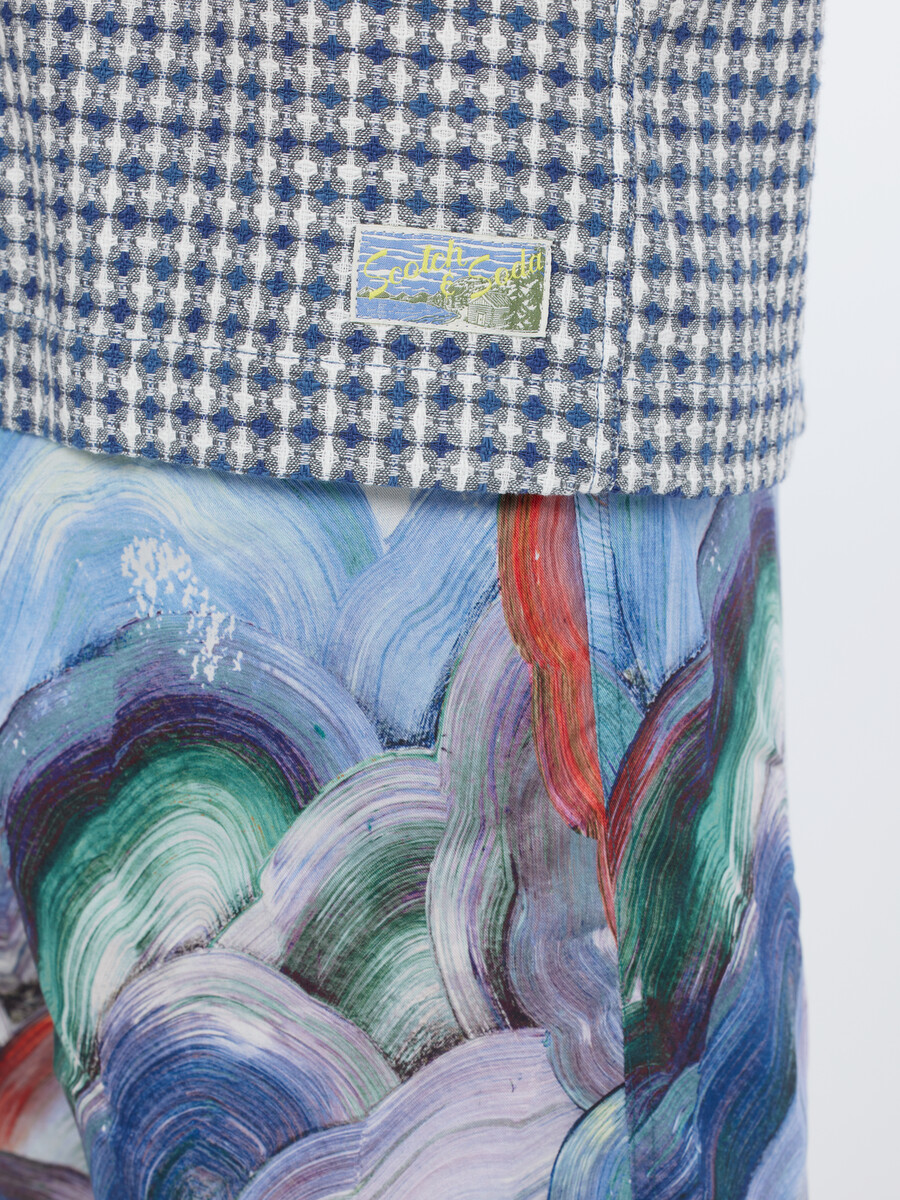 jacquard kurzarmhemd mit lockerer passform