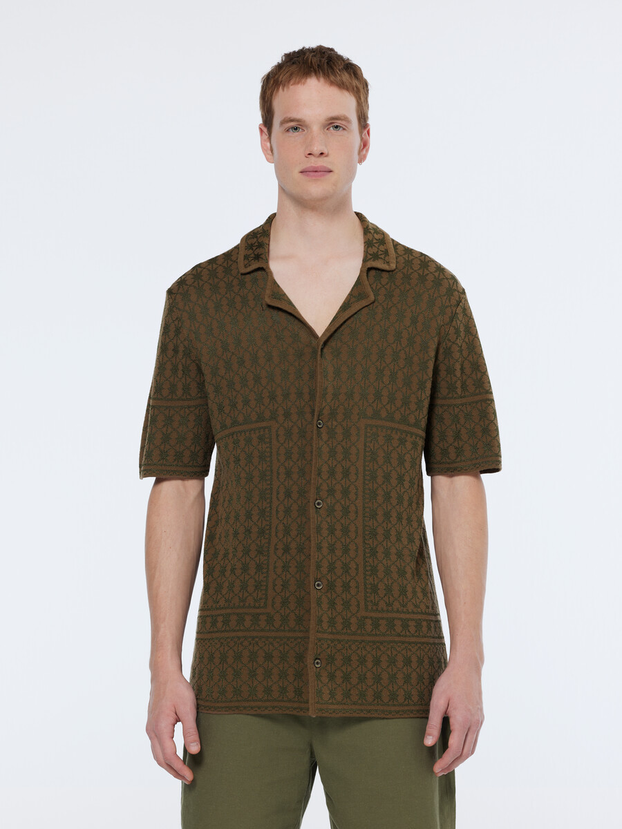 kurzarmhemd aus jacquard-strick