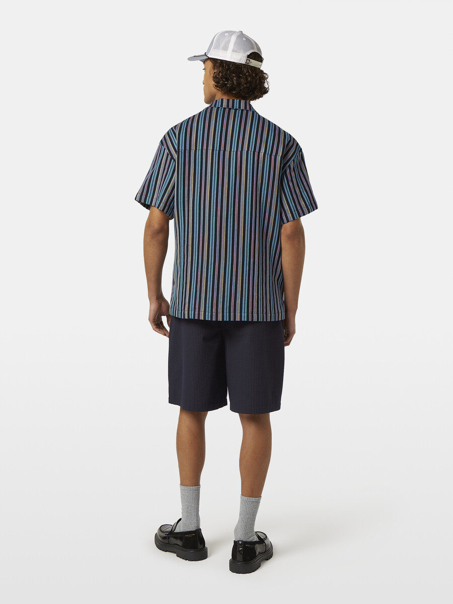 gestreiftes kurzarmhemd aus jacquard mit lockerer passform