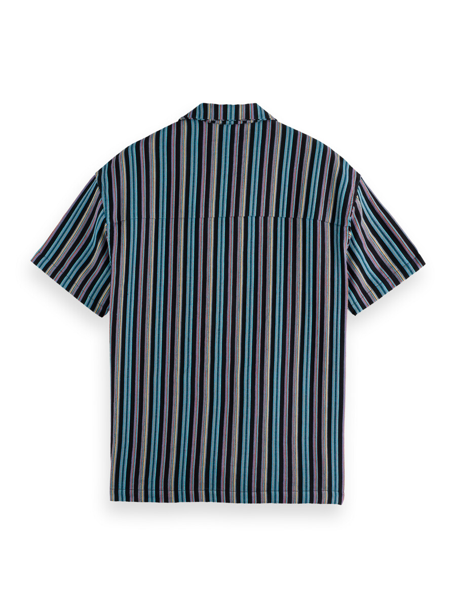 gestreiftes kurzarmhemd aus jacquard mit lockerer passform