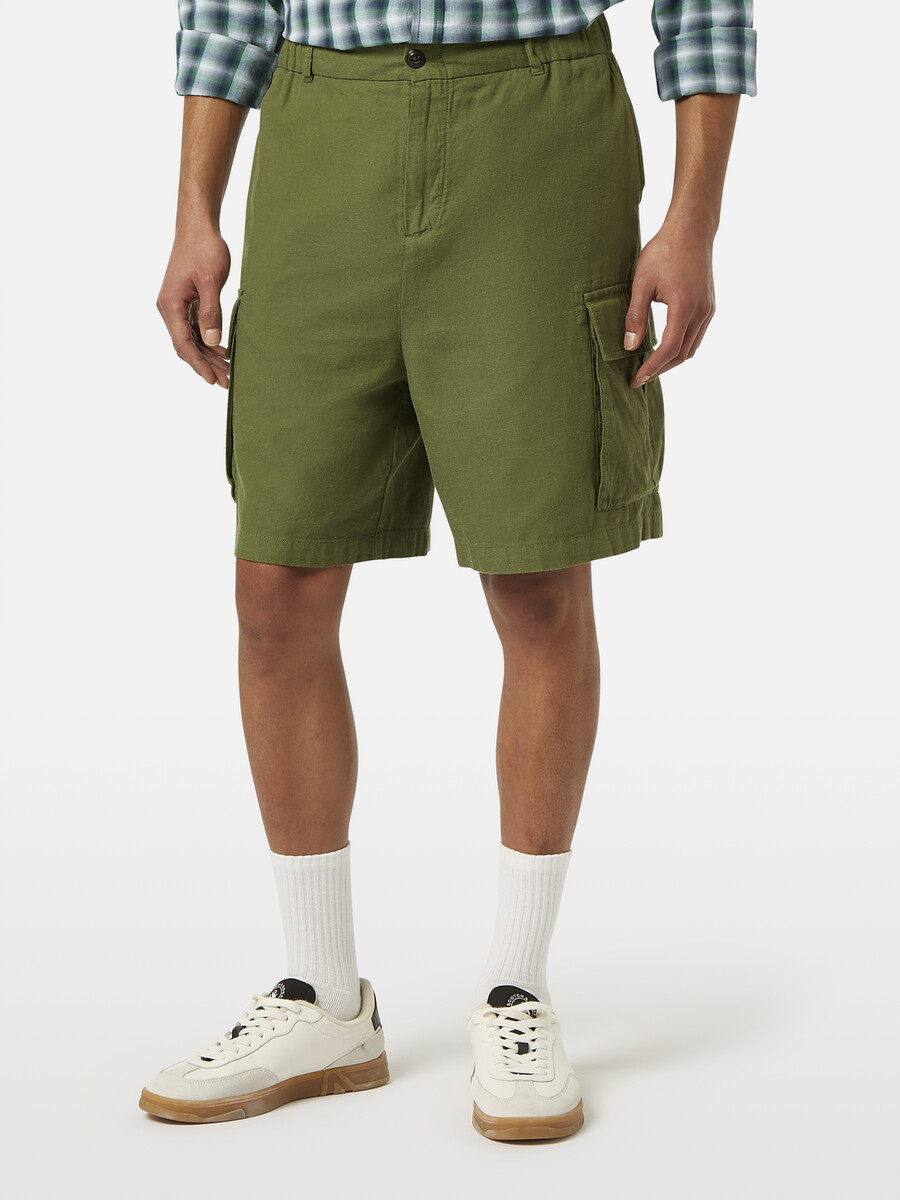 cargo-shorts aus baumwoll-leinen-mischgewebe mit lockerer passform
