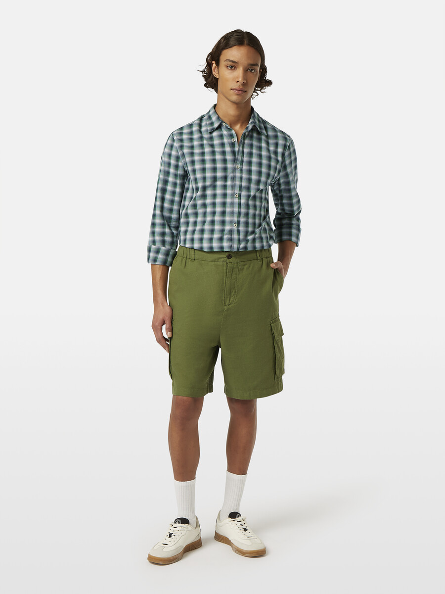 cargo-shorts aus baumwoll-leinen-mischgewebe mit lockerer passform