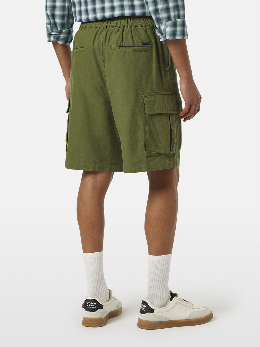 cargo-shorts aus baumwoll-leinen-mischgewebe mit lockerer passform