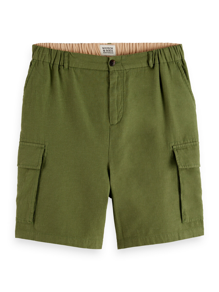 cargo-shorts aus baumwoll-leinen-mischgewebe mit lockerer passform