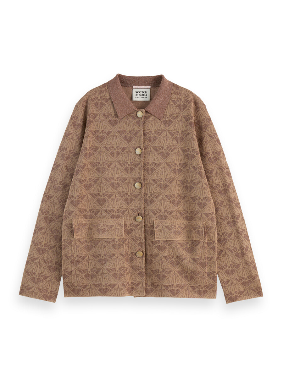 strickjacke mit monogramm-jacquardmuster