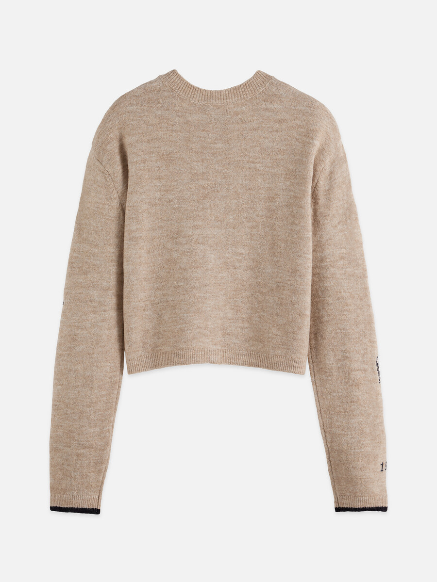 bestickte strickjacke mit rundhalsausschnitt