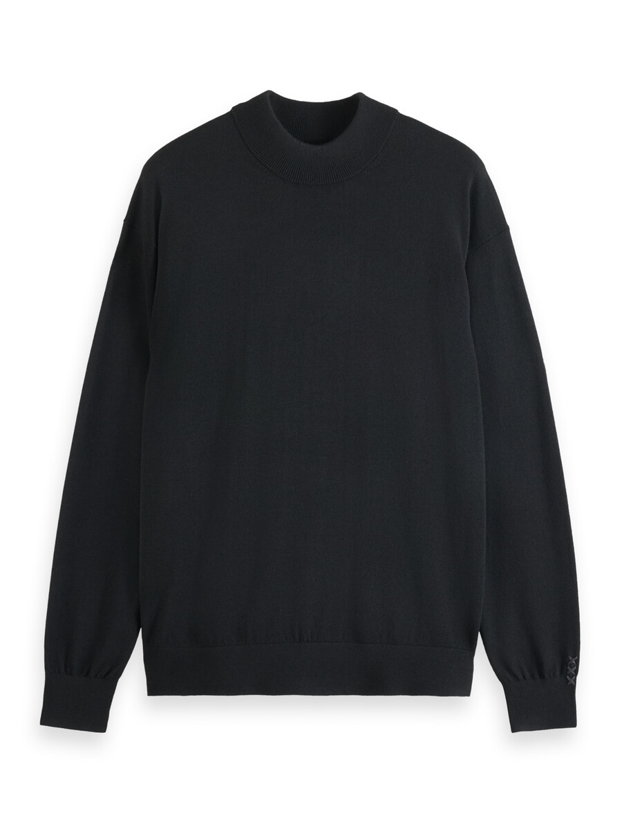 essentials — pullover mit überschnittenen schultern und stehkragen