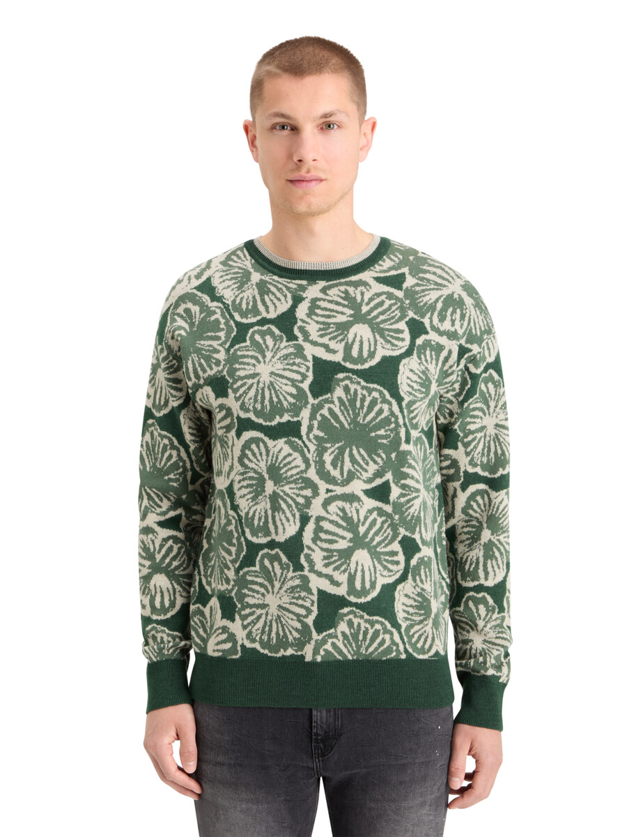 jacquard-pullover mit überschnittenen schultern