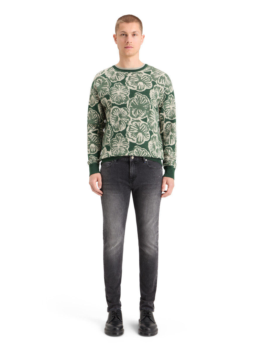 jacquard-pullover mit überschnittenen schultern