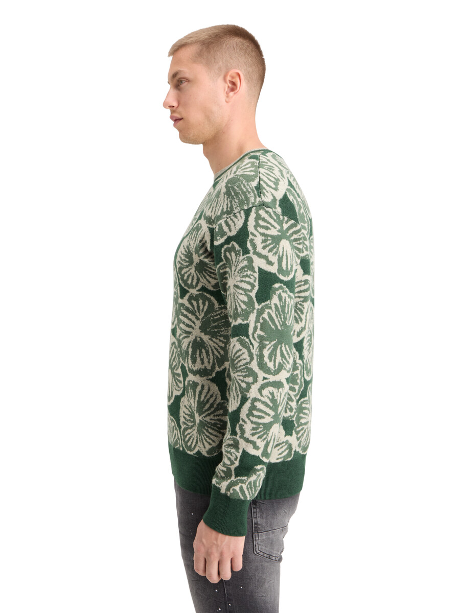 jacquard-pullover mit überschnittenen schultern