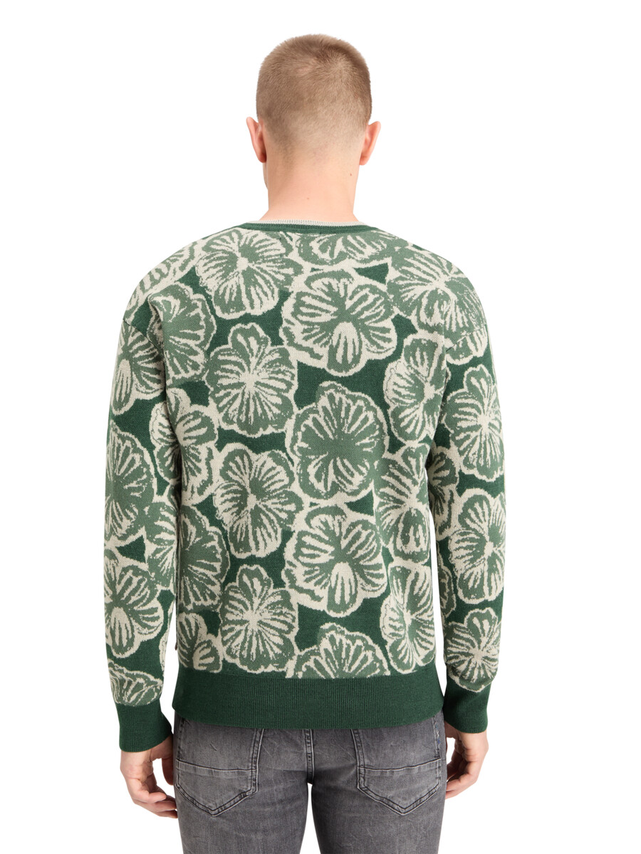 jacquard-pullover mit überschnittenen schultern