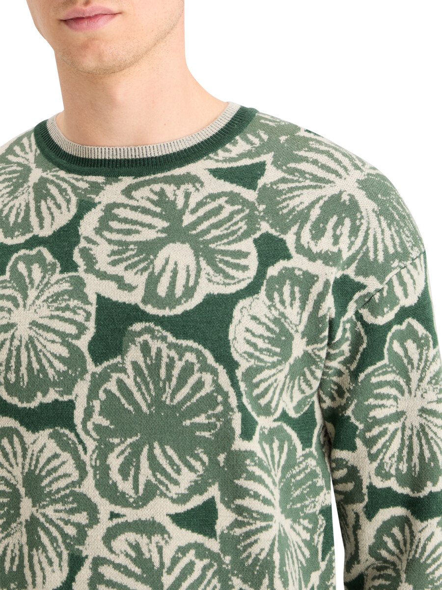 jacquard-pullover mit überschnittenen schultern