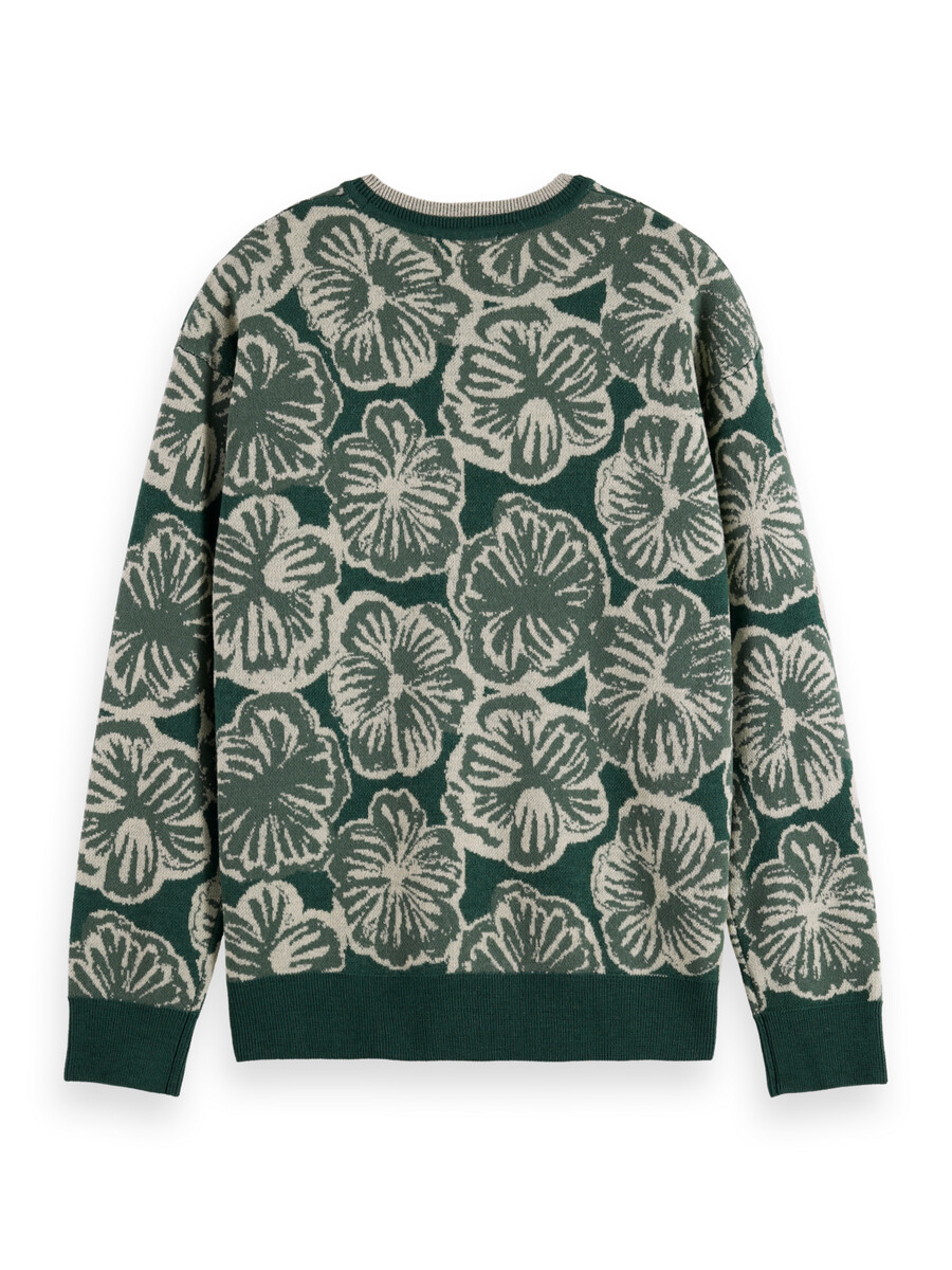 jacquard-pullover mit überschnittenen schultern