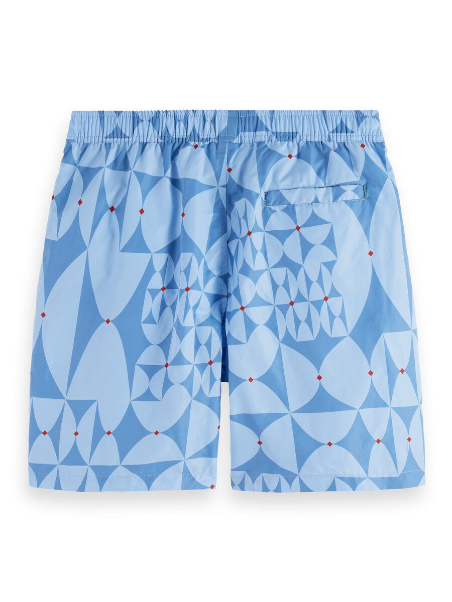 mittellange badeshorts mit diamantmuster