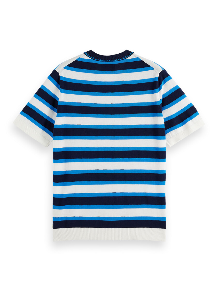gestreiftes strick-t-shirt mit v-ausschnitt