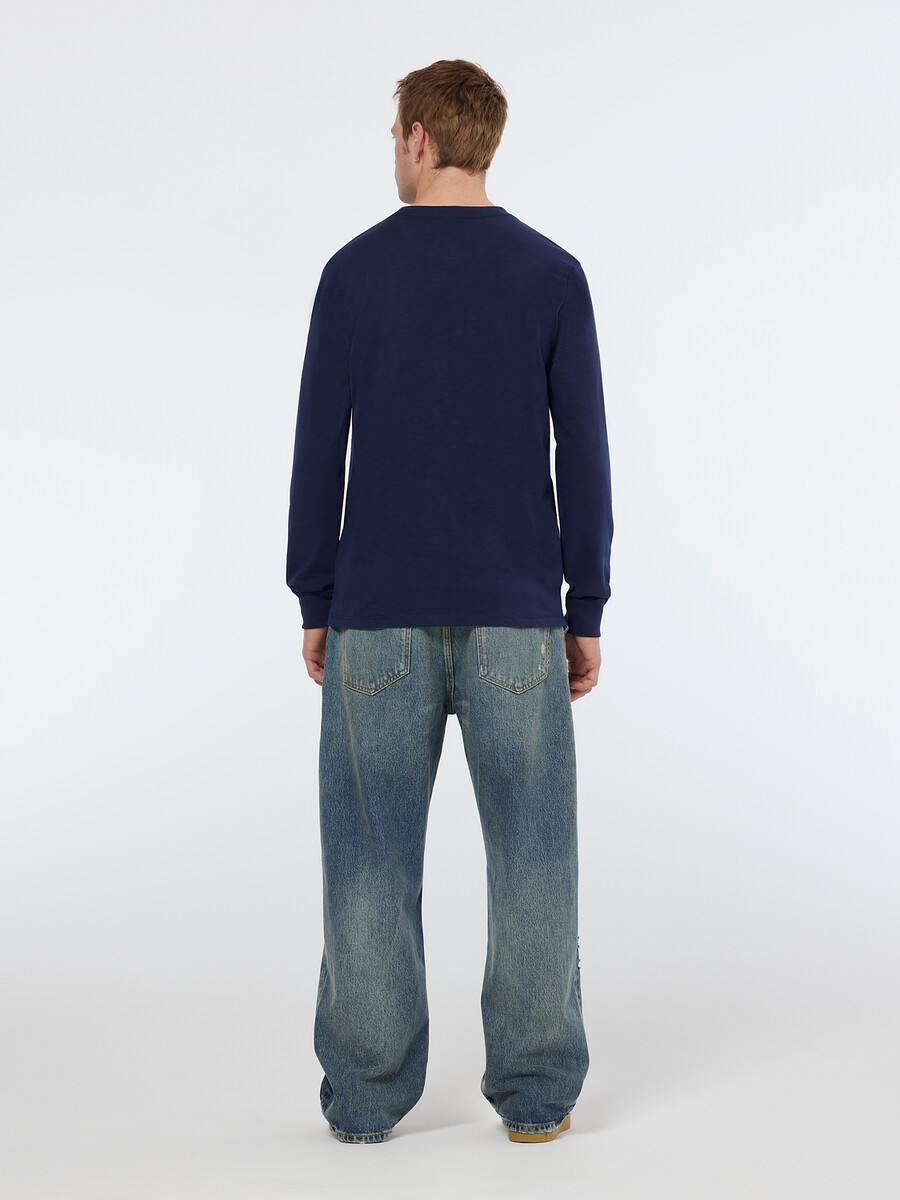 slub henley langarmshirt mit normaler passform