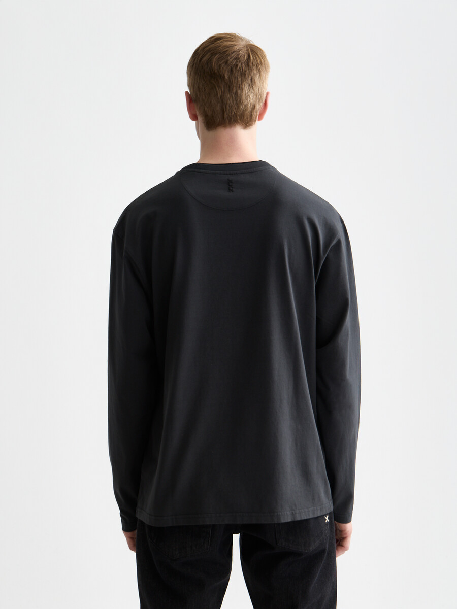 3 crosses relaxed-fit stückgefärbtes langarm-t-shirt