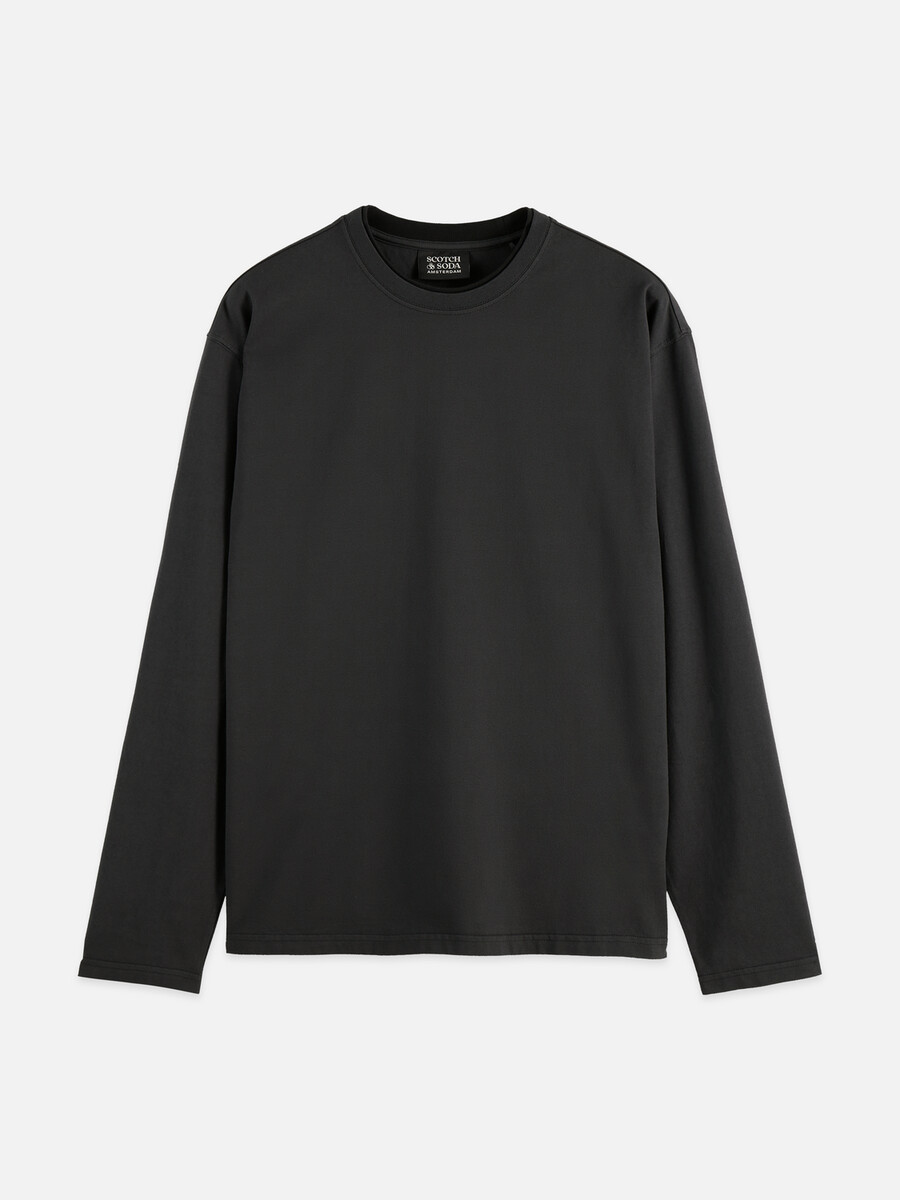 3 crosses relaxed-fit stückgefärbtes langarm-t-shirt