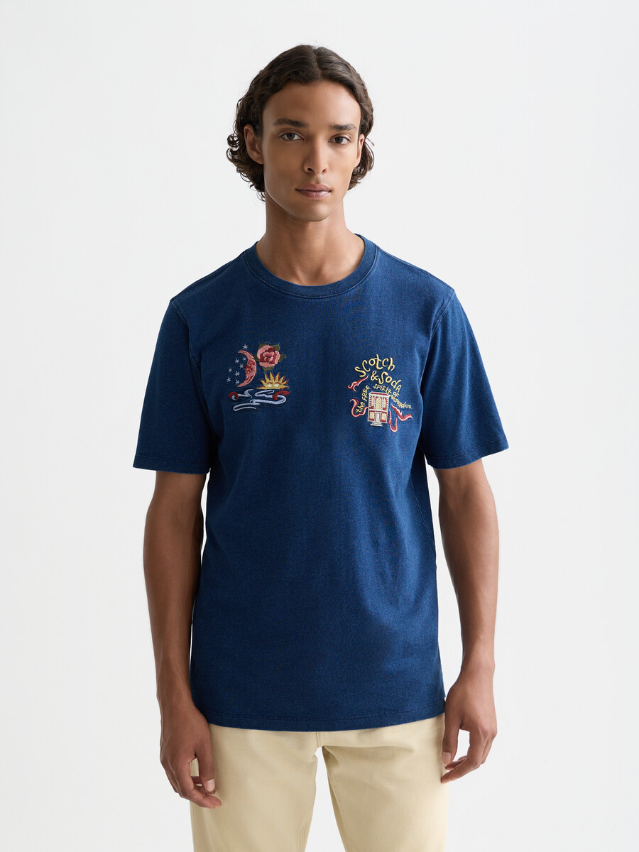 das 40th anniversary heroes relaxed-fit indigo t-shirt