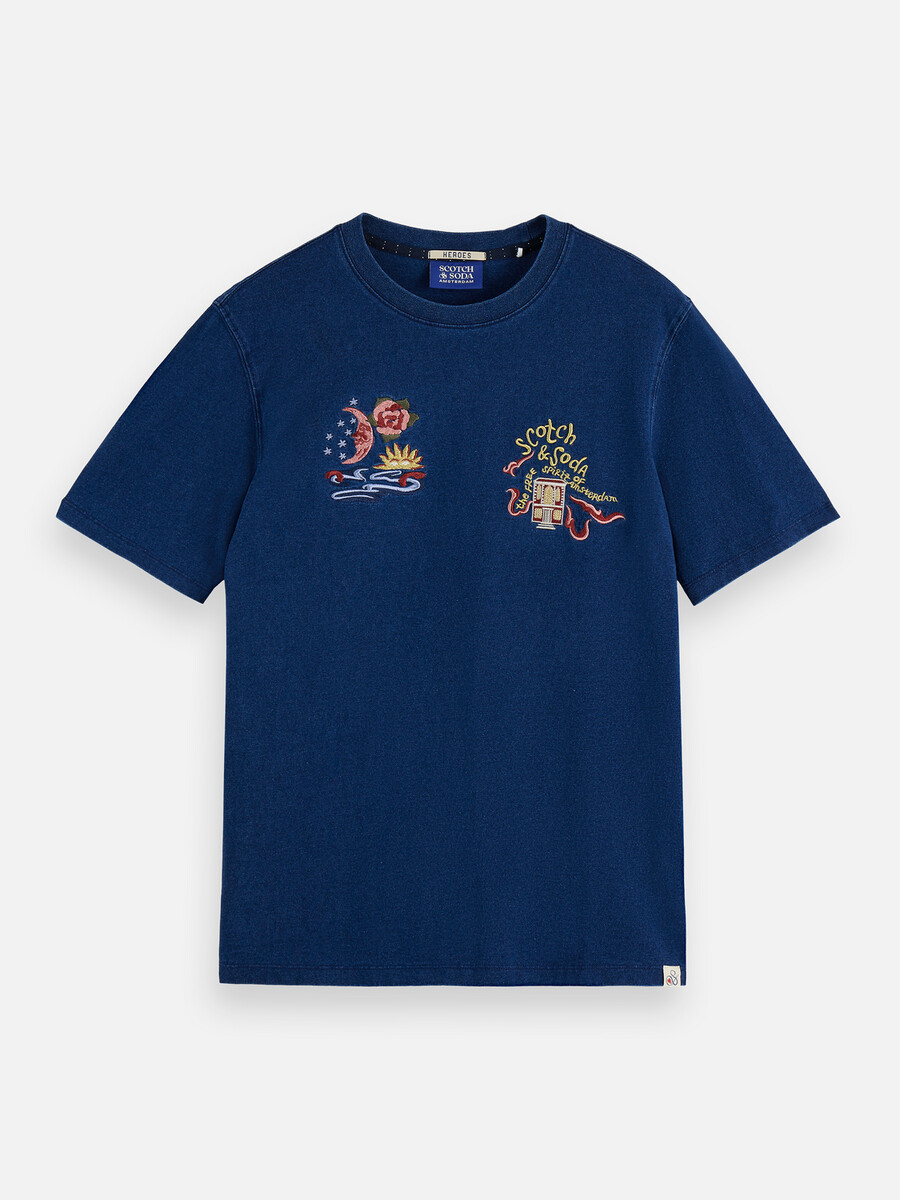 das 40th anniversary heroes relaxed-fit indigo t-shirt