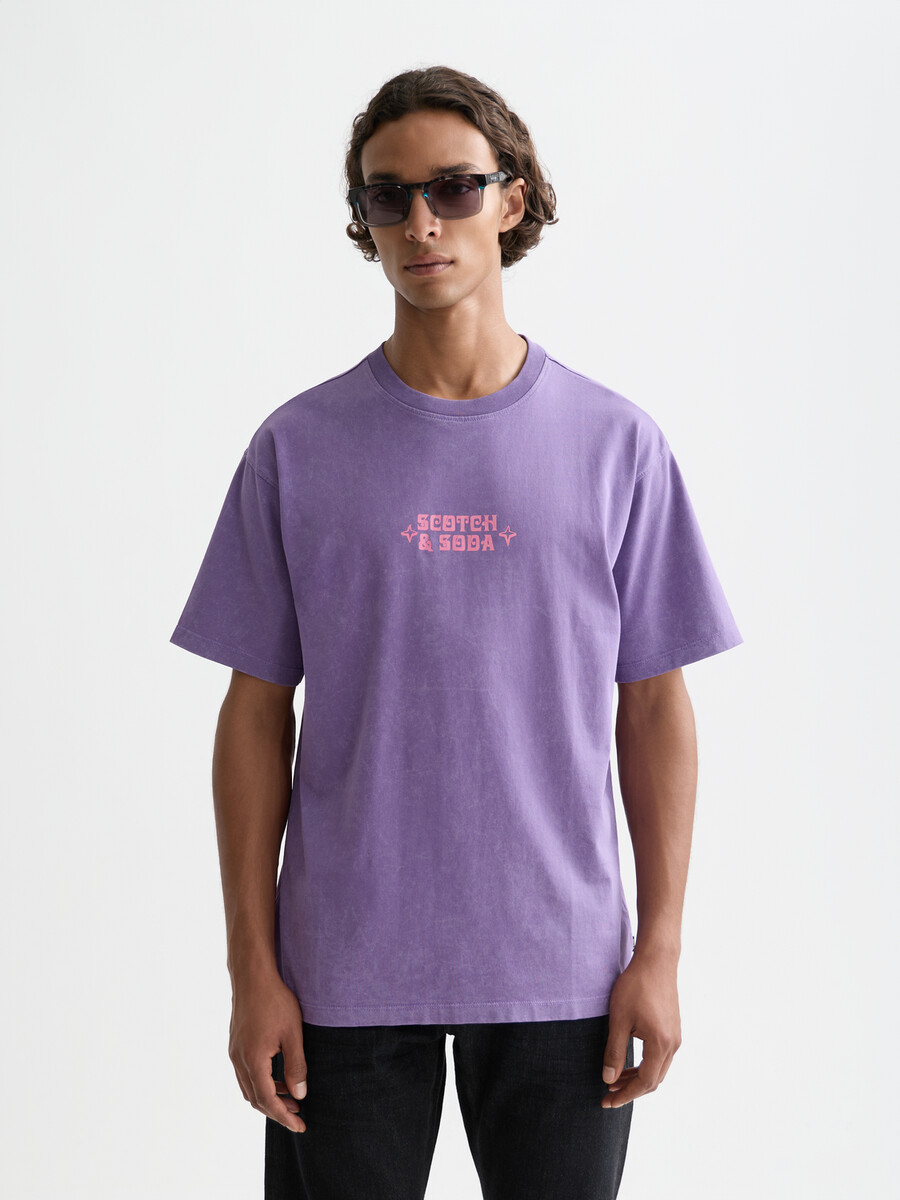 vorderseite mit motiv lockere passform schneeweiß gewaschenes t-shirt