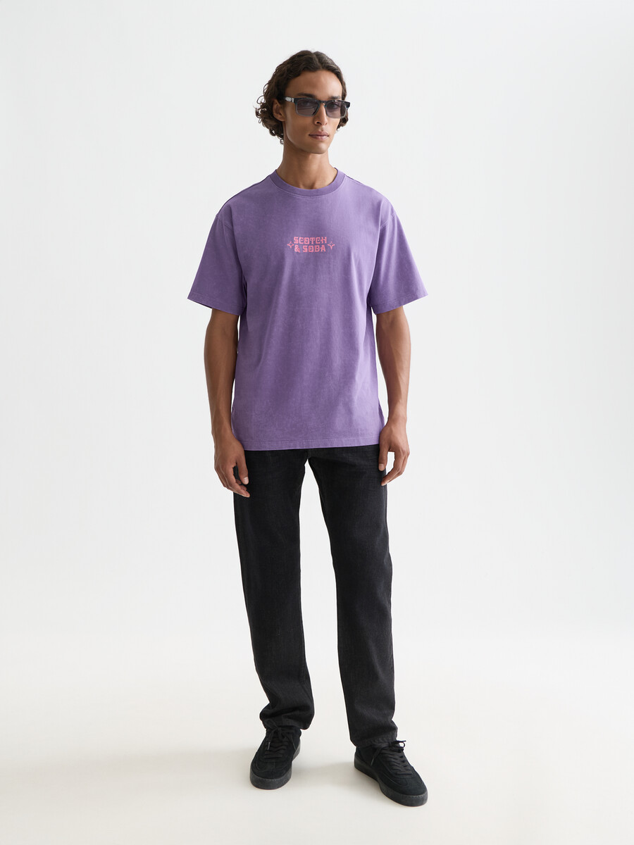 vorderseite mit motiv lockere passform schneeweiß gewaschenes t-shirt
