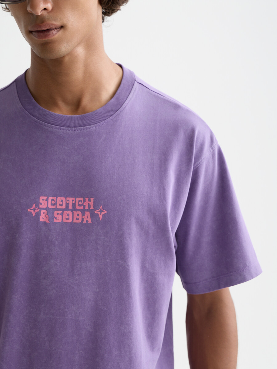 vorderseite mit motiv lockere passform schneeweiß gewaschenes t-shirt