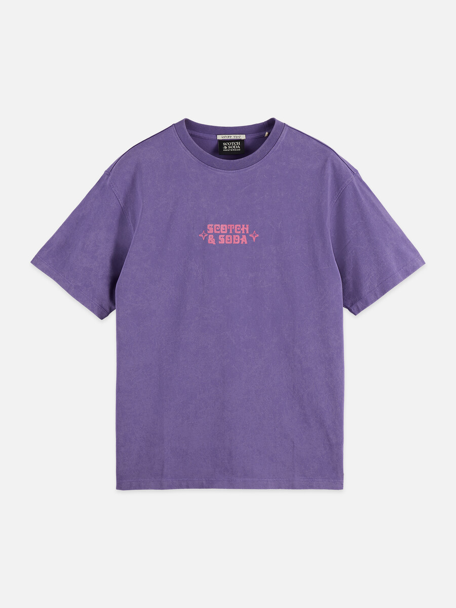 vorderseite mit motiv lockere passform schneeweiß gewaschenes t-shirt
