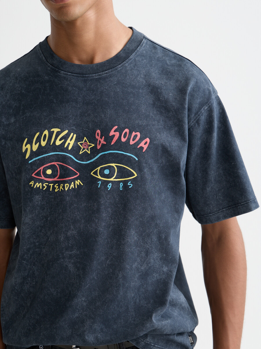 vorderseite mit motiv lockere passform schneeweiß gewaschenes t-shirt