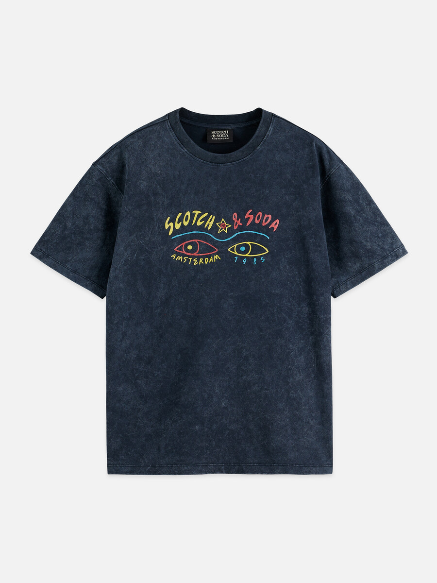 vorderseite mit motiv lockere passform schneeweiß gewaschenes t-shirt