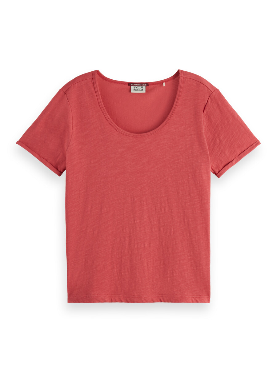 t-shirt mit u-ausschnitt reguläre passform und leichtem material