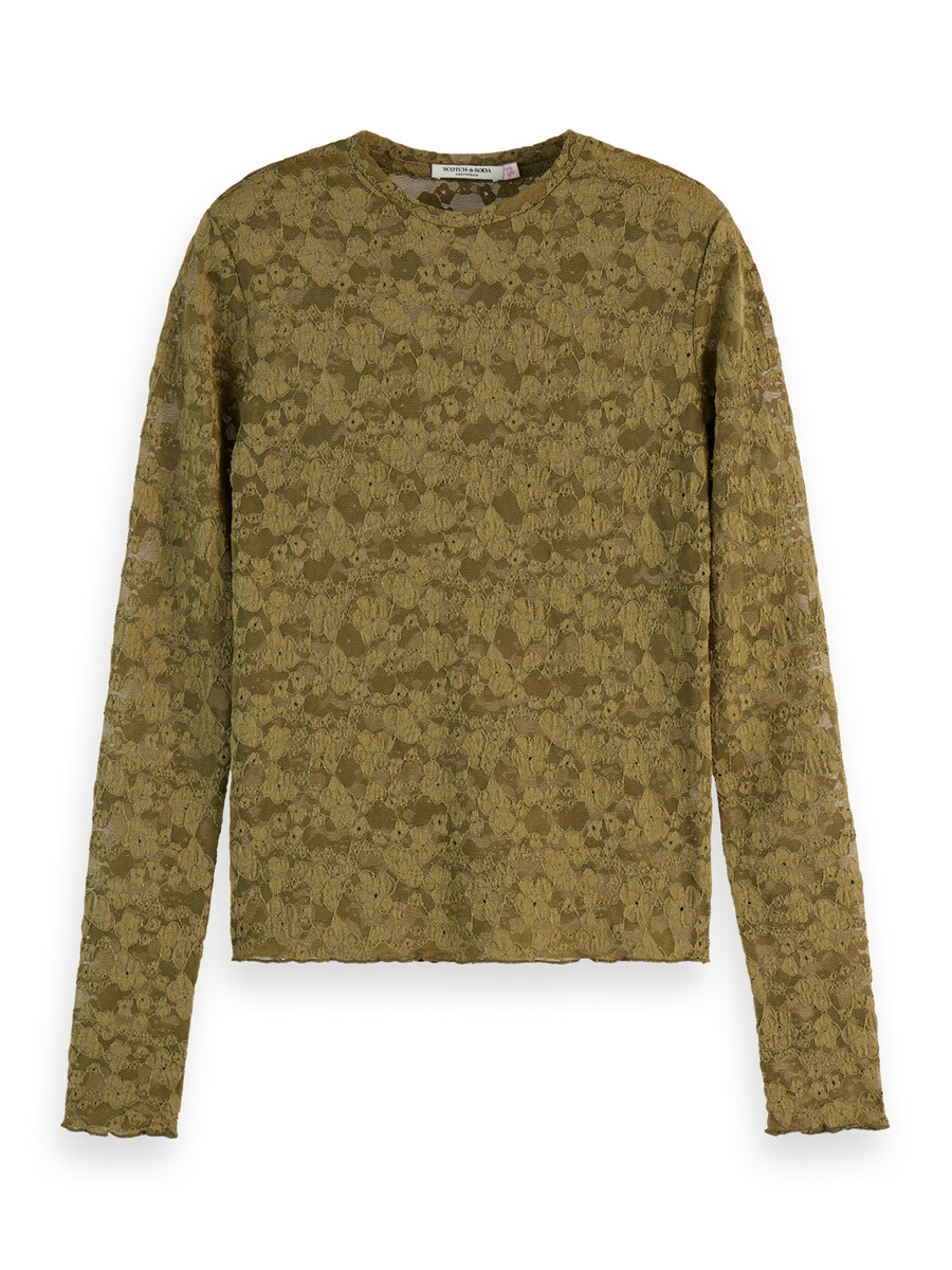 langarmshirt mit floraler spitze