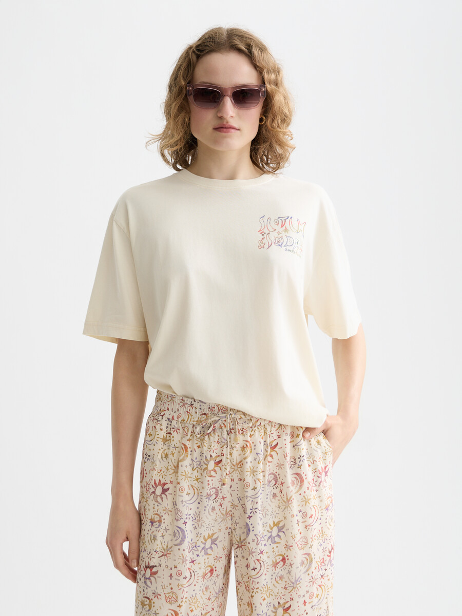 lockeres t-shirt mit gewaschenem aufdruck