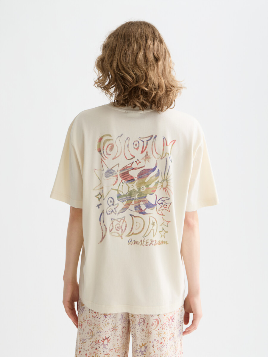 lockeres t-shirt mit gewaschenem aufdruck