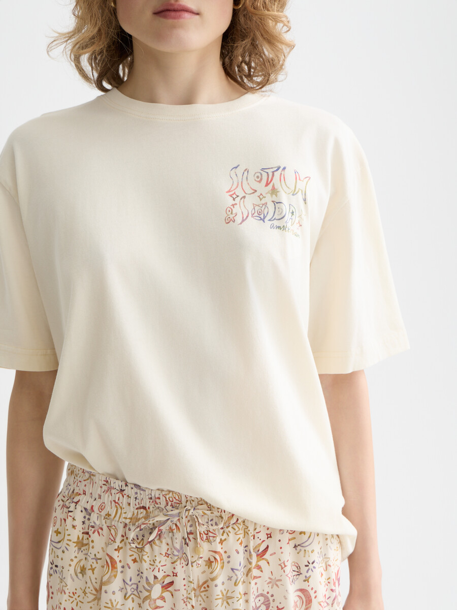 lockeres t-shirt mit gewaschenem aufdruck