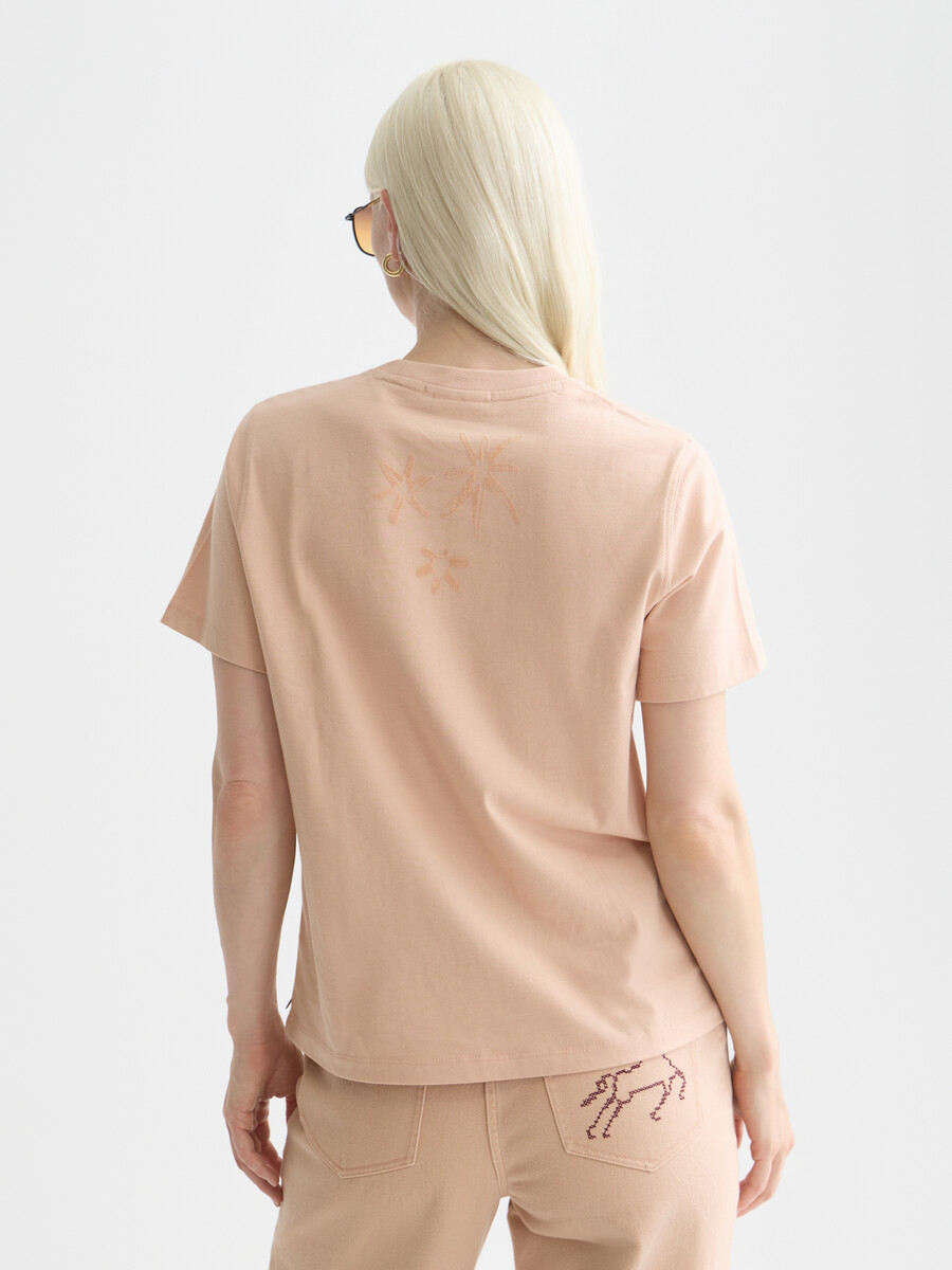 normal geschnittenes t-shirt mit flockdruck