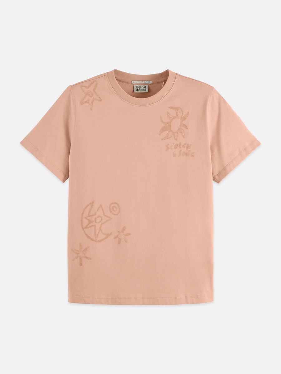 normal geschnittenes t-shirt mit flockdruck